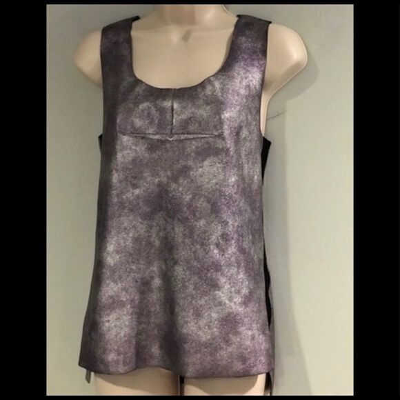 BCBGMAXAZRIA MADRAG METALLIC SILVER BLOUSE S - Picture 3 of 5